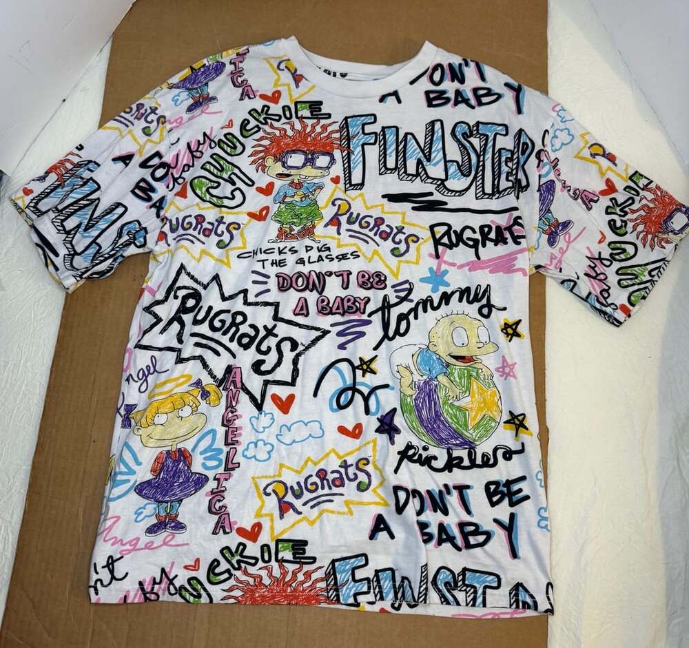 Nickelodeon Rugrats Graphic T-Shirt Size 1X White All Over Print